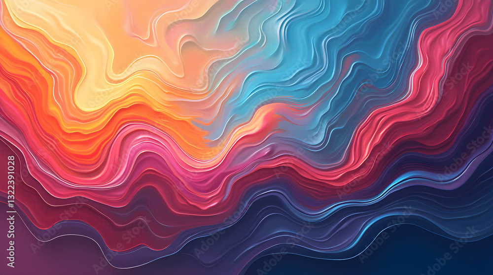 Poster vibrant colorful gradient waves abstract digital art background texture