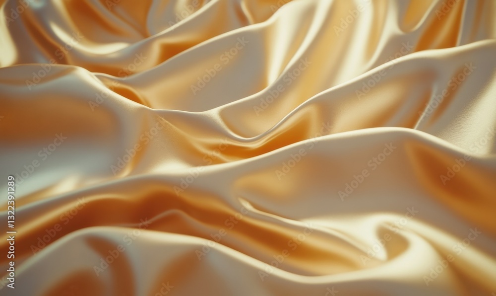 Aufkleber luxurious ivory satin fabric with soft folds and delicate shadows, illuminated by diffused light hig
