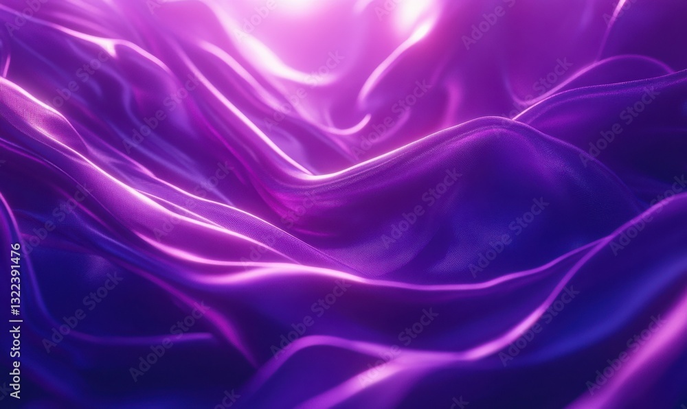 Poster luxurious purple satin fabric with intricate folds, illuminated by diffused light emphasizing its ri