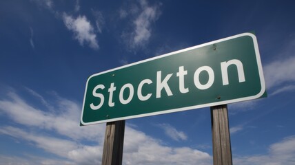 Obraz premium Stockton Green Road Sign – California – USA