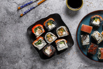 fFesh sushi set traditional japanese food