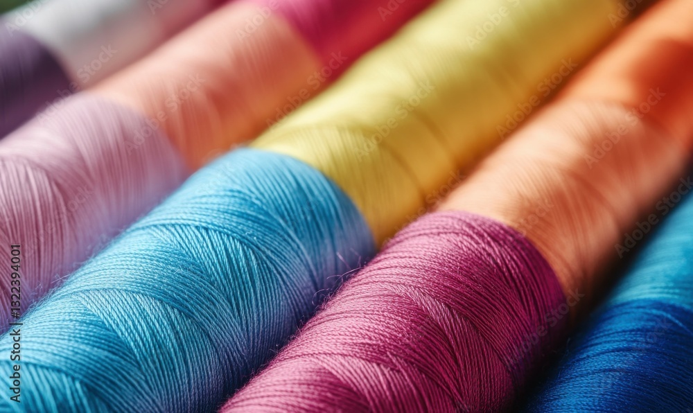 Poster colorful threads intertwining on a white background create patterns