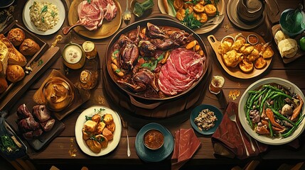 Fototapeta premium Explore Unique Game Day Dishes From Around The World Showcasing Cultural Diversity And Celebratory Traditions In Food Preparation And Consumption During Sporting Events