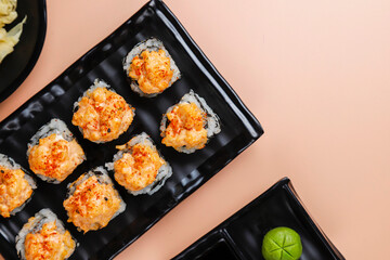 fFesh sushi set traditional japanese food