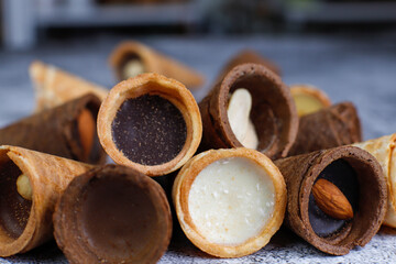 Variety of mini waffle cones.