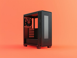 Fototapeta premium 3D computer case isolated on a solid color background