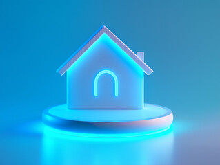 3D futuristic smart home hub isolated on a solid color background