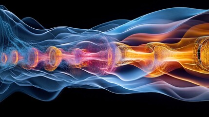 Fototapeta premium Abstract visualization of blackbody radiation flowing patterns and symbolic layers for thermal emissions
