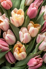 Fototapeta premium Colorful tulip blossoms arranged in a circular pattern celebrate the arrival of spring in a vibrant display of natures beauty