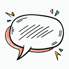 Sketch highlight elements, underline, and arrow with a brush stroke. Emphasis lines, speech bubble doodles, sparkle icons. Vector illustration