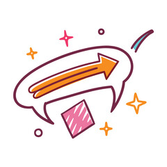 Naklejka premium Sketch highlight elements, underline, and arrow with a brush stroke. Emphasis lines, speech bubble doodles, sparkle icons. Vector illustration