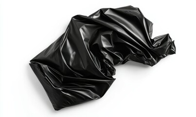 Black trash bag isolated on white background