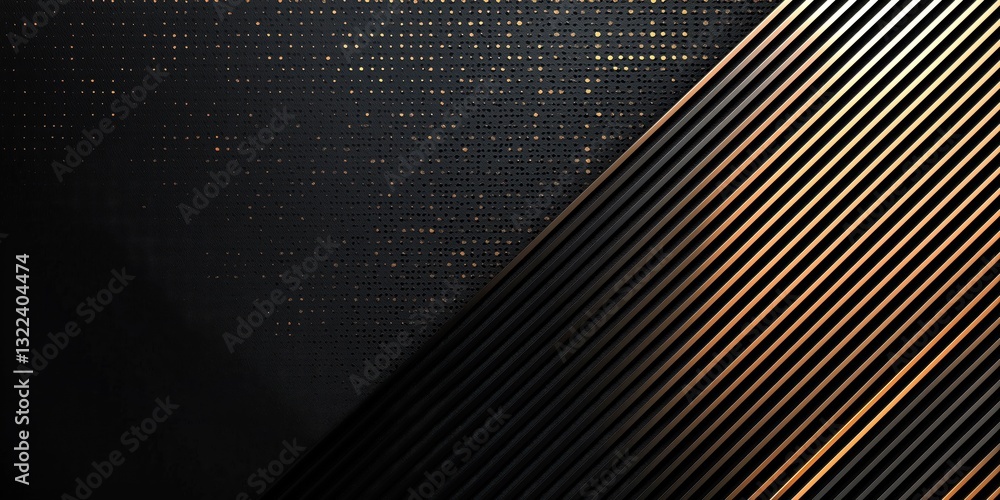 Poster modern abstract design showcasing diagonal black and gold lines with a textured background
