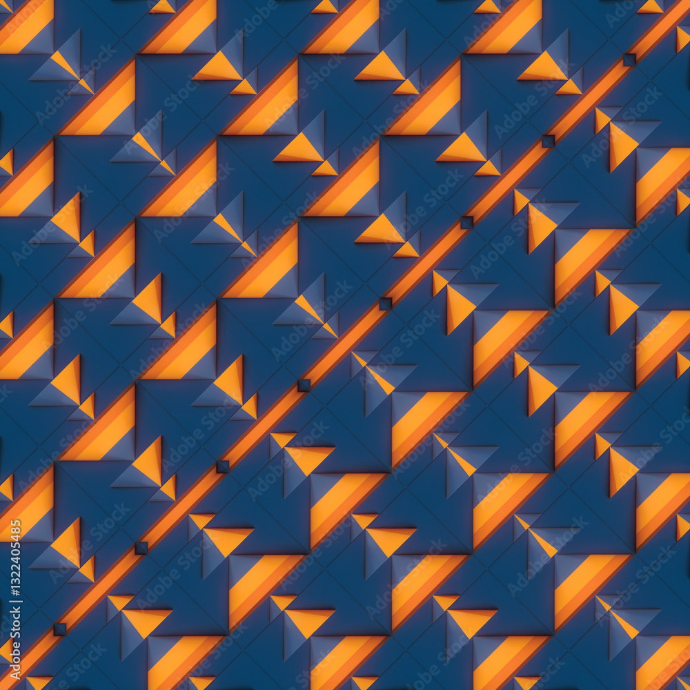 Poster a pattern of conical shapes with flowing lines. the contrast of blue and orange tones creates a styl