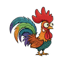 Comical Rooster A Colorful Cartoon Character