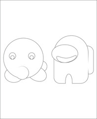 Obraz premium Among us coloring page | coloring book page line art for kids and adults .
