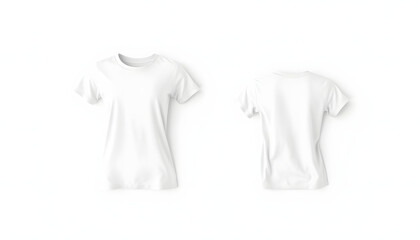Fototapeta premium Stylish mockup with shape of the blank female t-shirt without body, photo. White tone