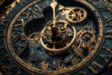 Obraz premium Intricate details of a vintage clock its elegant mechanics