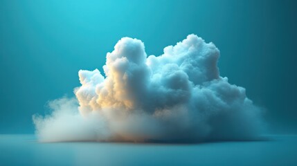 Single fluffy white cloud on teal background. (1)