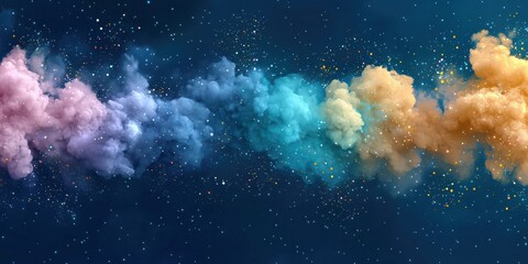 Fototapeta premium Colorful cosmic clouds create a mesmerizing display in deep space during a serene celestial event