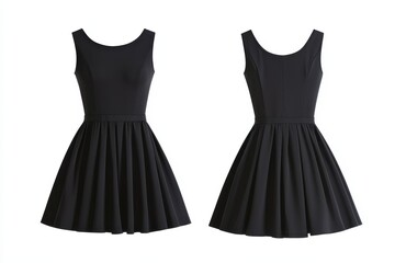 Elegant sleeveless little black dress displayed from front and back