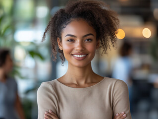 Strong and Confident: Woman in Office Leadership Role