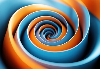 A vibrant spiral pattern featuring blue and orange hues, creating a dynamic and visually engaging abstract design.