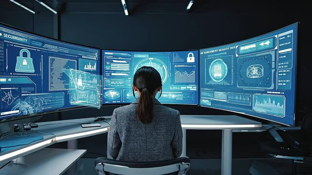 Frames A high-tech workspace where a financial professional monitors enc s-vivid-cool, a-2, 15012596