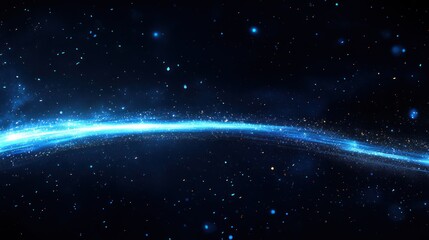 Obraz premium Glowing blue energy streak across dark space.