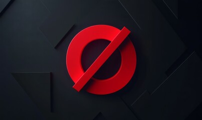 Red percentage symbol on dark minimalistic background, perfect for discount promotions and sales. This striking design captures attention and conveys urgency