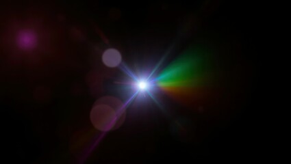 Obraz premium Blurred rainbow refraction overlay effect. Light lens prism effect on black background. Holographic reflection, crystal flare leak shadow overlay. Colorful rainbow disco ball light
