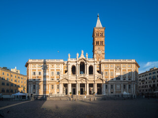 The facade of the baroque church of Santa Maria Maggiore church in Rome, Italy	