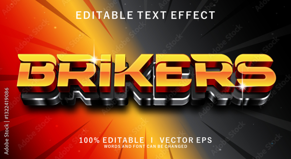 Poster brikers 3d vector text effect with modern style design