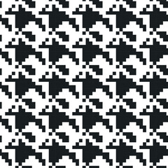 Geometric black and white seamless pattern with pied-de-poule ornament. Monochrome graphic repeating design. Modern minimalist stylish squared background. Vector chequered motif for fabric, textile.