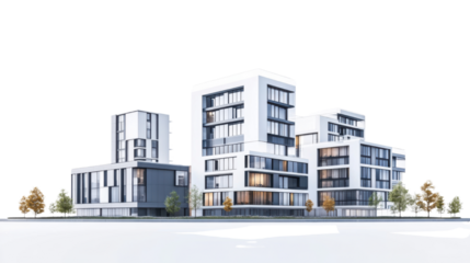 modern buildings in the city isolated on white background