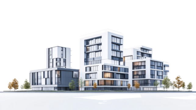 modern buildings in the city isolated on white background