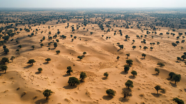 The creeping effects of desertification are visible in the Sahel region, altering the landscape