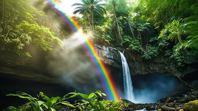 Rainbow in the jungle.