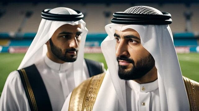 Arab sheikh in a football stadium.