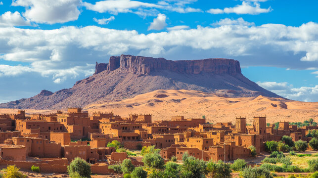 Towering sand dunes dominate the Sahara Desert landscape in the regions of Zagora and Mhamid