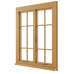 Obraz premium wooden window isolated on transparent background, PNG, window frame, window design, wooden frame, rustic window, window isolated