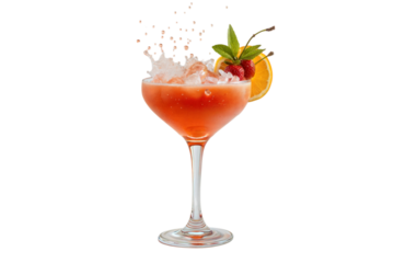 Refreshing cocktail splash bar food photography indoor close-up beverage delight, isolated on white or transparent background