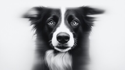 Fototapeta premium Surreal photography of a very blurred dog in pastel colors. Dreamy blurred dog in a dreamlike atmosphere full of mystery.