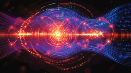 Fototapeta premium Conceptual depiction of resonance dynamic patterns and symbolic nodes for amplified oscillatory behavior