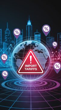 Futuristic Import Tariffs Concept with Digital Global Trade Visualization