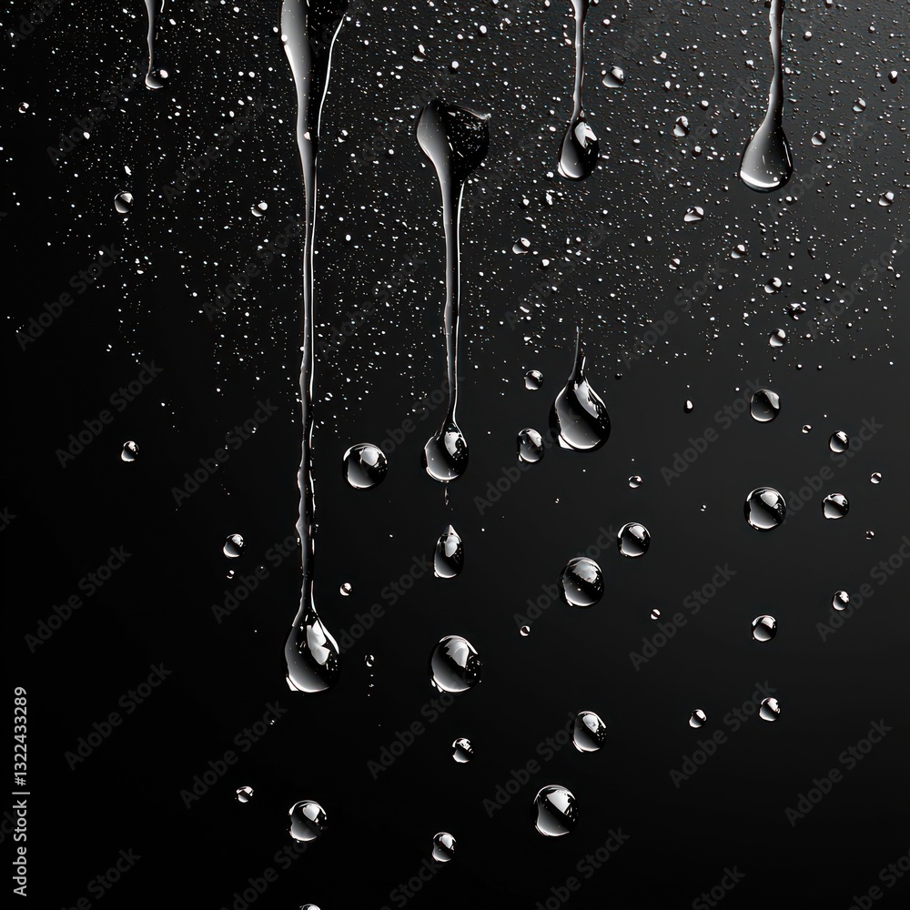 Poster abstract representation of liquid movement on a dark surface close up view