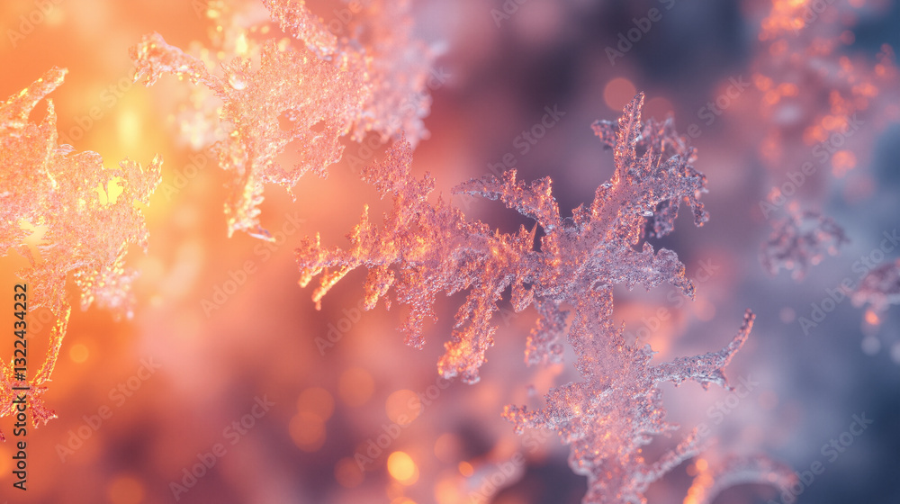 Poster the image shows a close up of a snowflake on a blurry background