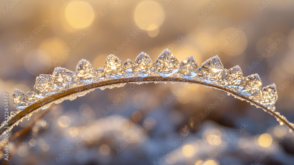 Poster the image shows a close up of a diamond tiara on a branch in the snow