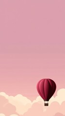 Obraz premium Pink hot air balloon above clouds at sunset in tranquil sky