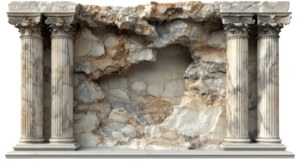 Ruined Architectural Showcase: The aged columns give insight to the architectural elements.